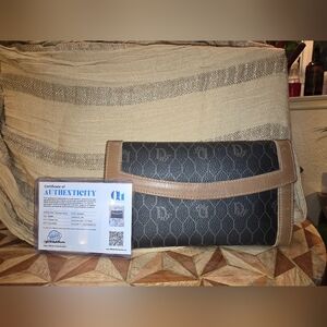 Christian Dior Elegant Black and Tan Designer Wallet/Clutch